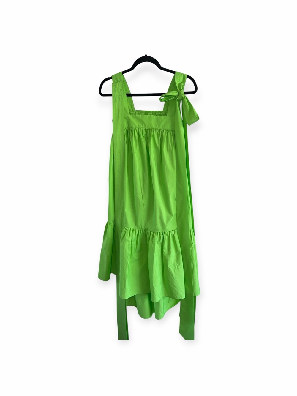 Christopher John Rogers Tie Strap High-Low Babydoll Dress Vibrant Green XXS - Picture 3 of 8